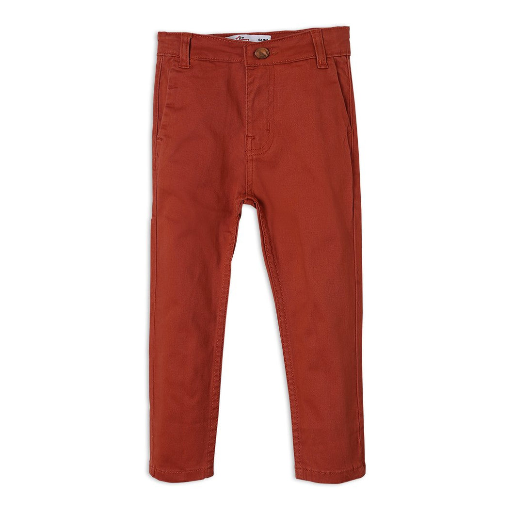 Boys Dark brownish Peach Chino