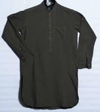 Load image into Gallery viewer, Dark green self kurta with rollup sleeves
