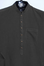Load image into Gallery viewer, Dark green self kurta with rollup sleeves
