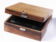 Load image into Gallery viewer, Wooden Shaving Box with shaving razor , Straight razor and Brush
