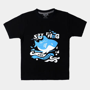 Boys Black Fish Tee