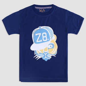 Boys Blue Tiger Cap Tee