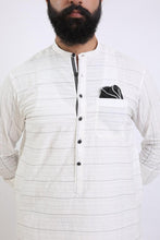 Load image into Gallery viewer, Mens black &amp; white patch pocket kurta
