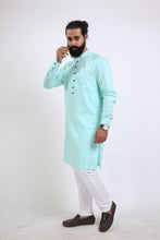 Load image into Gallery viewer, Mens aqua green cut &amp; sew panel kurta
