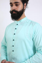 Load image into Gallery viewer, Mens aqua green cut &amp; sew panel kurta
